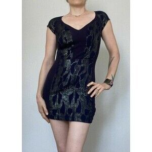 Staring At Stars Urban Outfitters Bodycon Mini Dress M Metallic Blue EUC B51